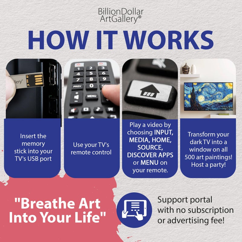BillionDollarArtGalleryÂ® Transform your TV Into Wall Art | Display 500 Of The World's Most Iconic Paintings | Art TV | Unique Gift | Home DÃ©cor | Living Room Decor | Wall Art - Image 5